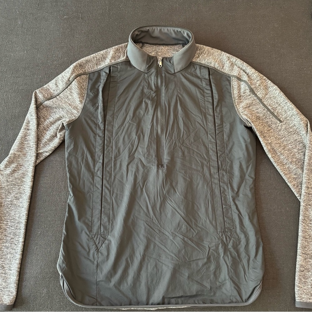 Men’s Lululemon vented half zip sweatshirt pullover - black/grey - size small S